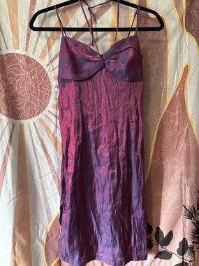 Y2K May Queen Iridescent Purple-Pink Slip Dress
